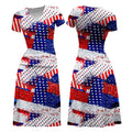 Women's Vintage American Tie Dye Print Midi Dress