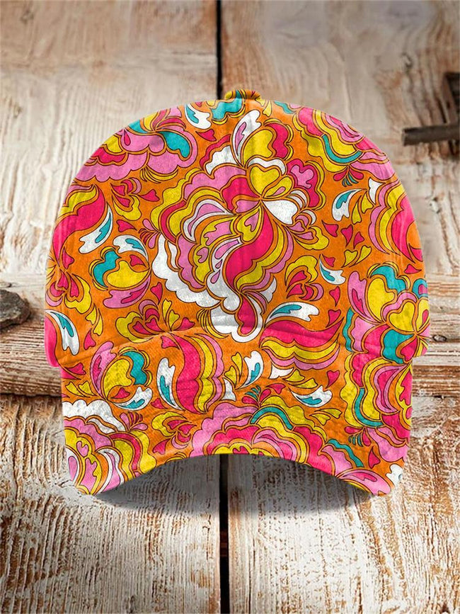 Retro Hippie Style Print Hat