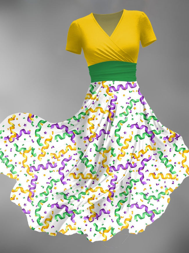 Women's Vintage Mardi Gras Print Maxi Dress