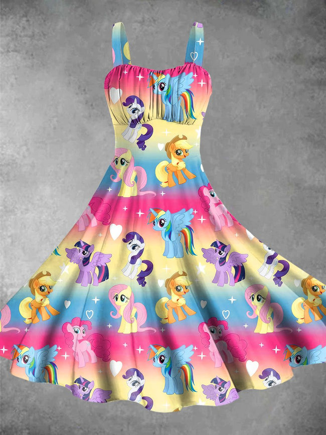 Vintage 1980s MLP Pony Print Backless Dress