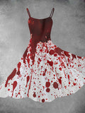 Women's Vintage Halloween Blood Print Two-Piece Dress