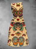 Women's Vintage Sailor Tattoo Print Maxi Dress