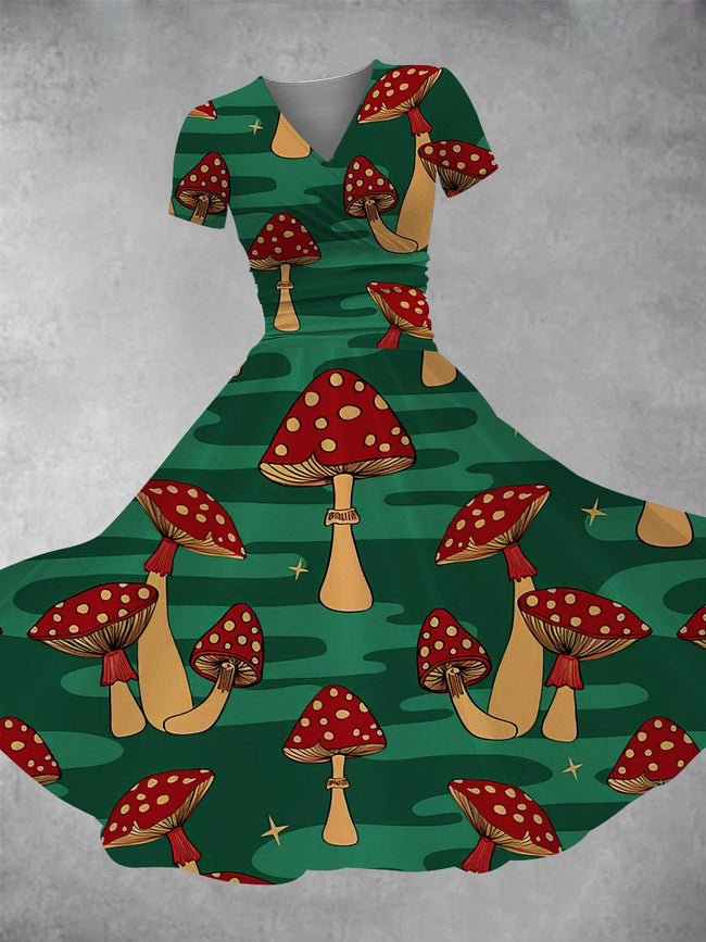 Women's Vintage Mushroom Maxi Dress