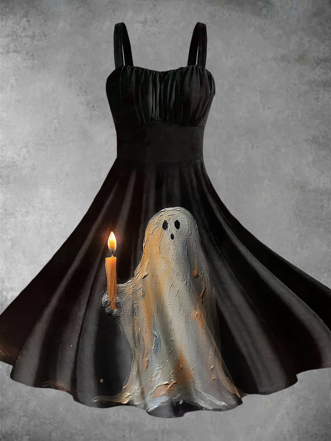 Ghost Art Print Backless Dress