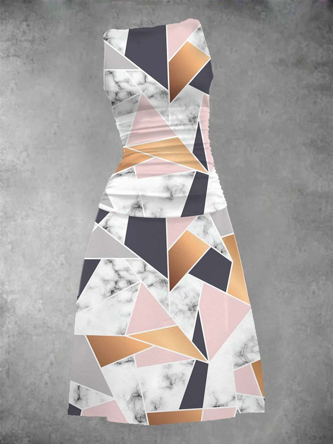 Women's Geometric Lines Pattern Maxi Dress