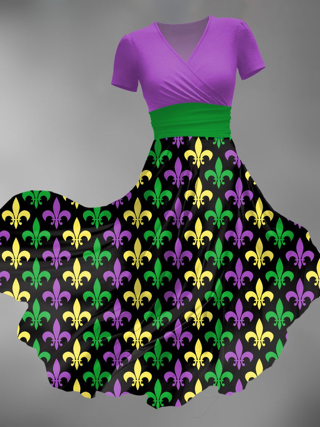 Women's Vintage Mardi Gras Print Maxi Dress