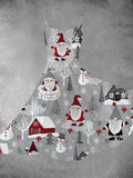 Women's Vintage Christmas Gnomes Print Two-Piece Dress