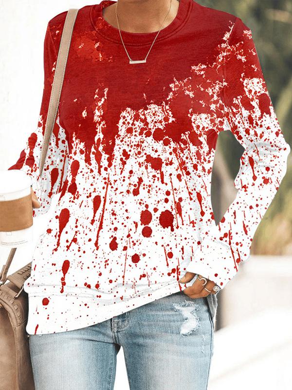 Vintage Halloween Blood Print Long Sleeve Sweatshirt