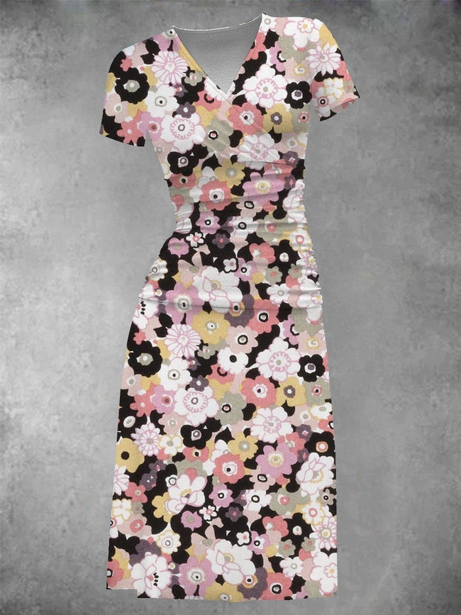 Women's Vintage Flora Print Midi Dress