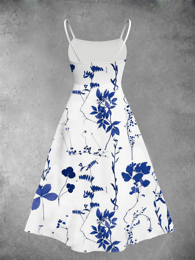 Women's Twofer Royal Blue Print Two-Piece Dress