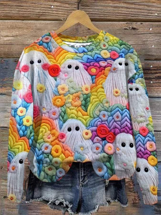 Colorful Ghost Print Sweatshirt