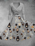 Women's Vintage Wizard Print Two-Piece Dress