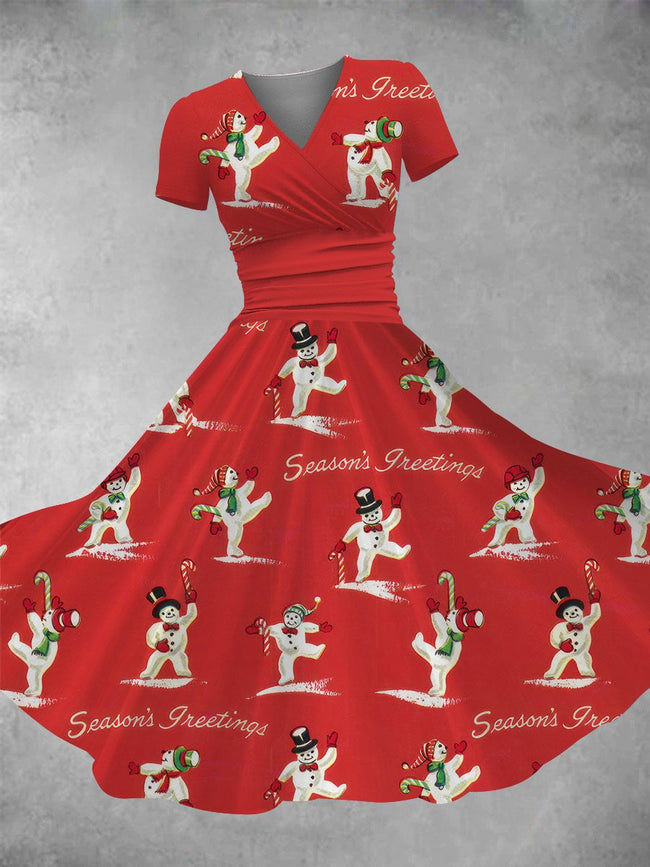 Women's Vintage Christmas Print Maxi Dress