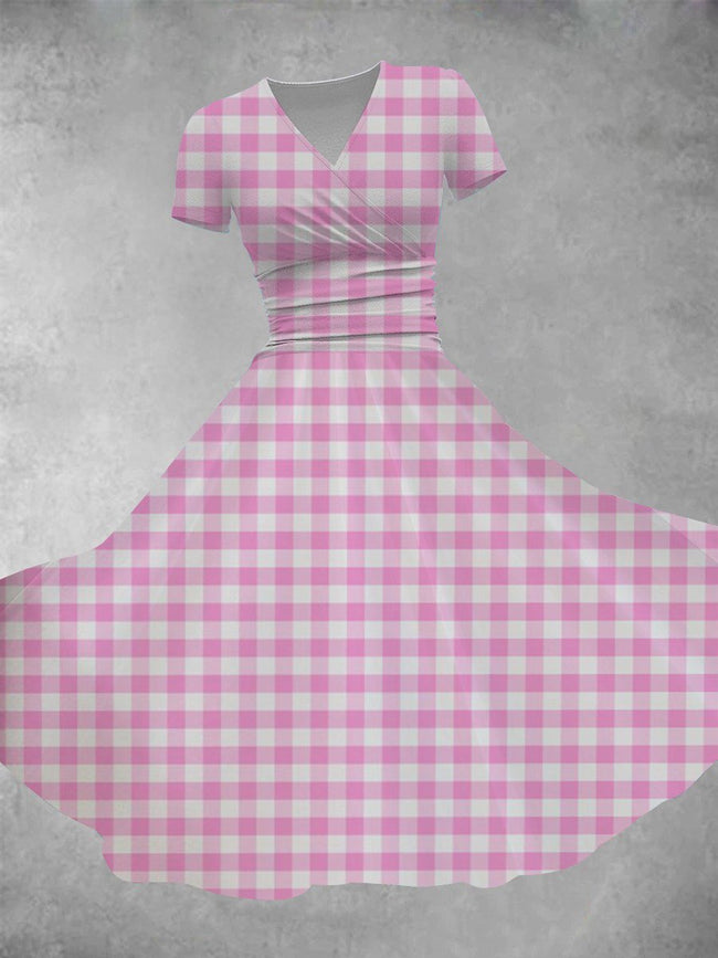 Women's Barbie Candy Plaid Maxi Dress