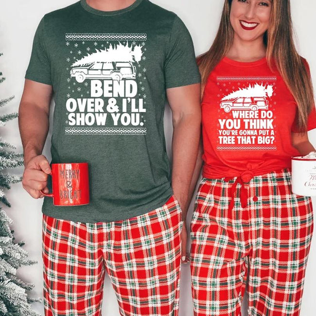 Bend Over and I'll Show You Christmas Couple Matching T-Shirt