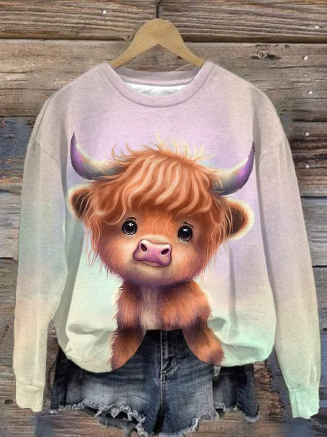 Cute Baby Cow Print Sweatshirt