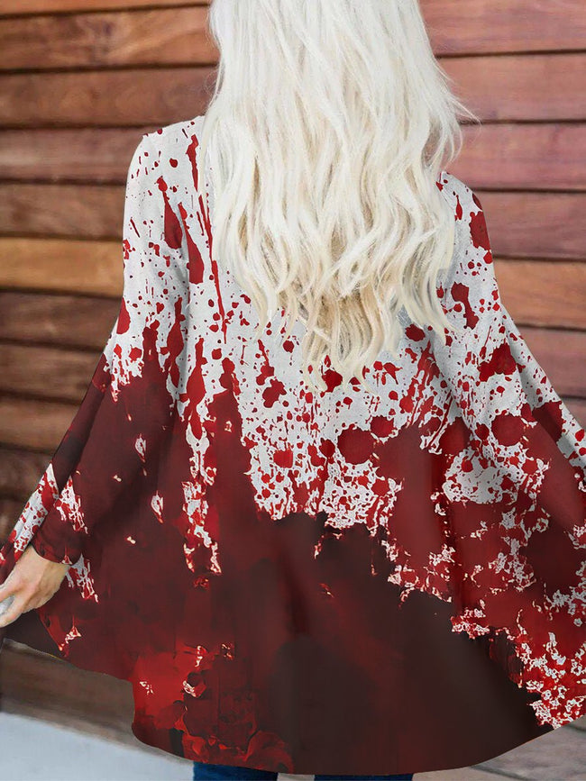 Vintage Halloween Blood Print Long Sleeve Cardigan