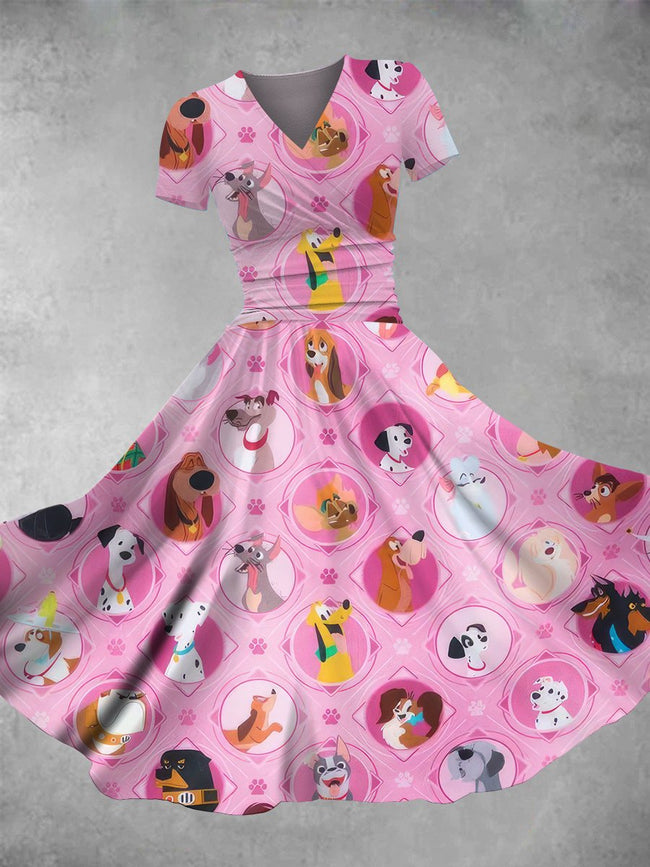 Women's Valentine's Day Dog Love Print Maxi Dress