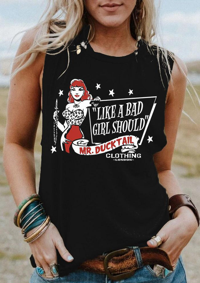 Vintage Bad Girl Print Tank Top