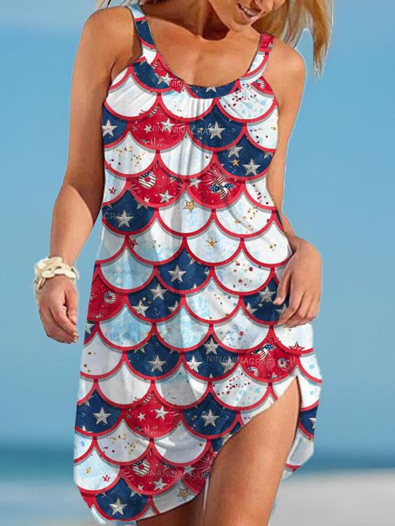 Women's Holiday Flag  Print Casual Dress