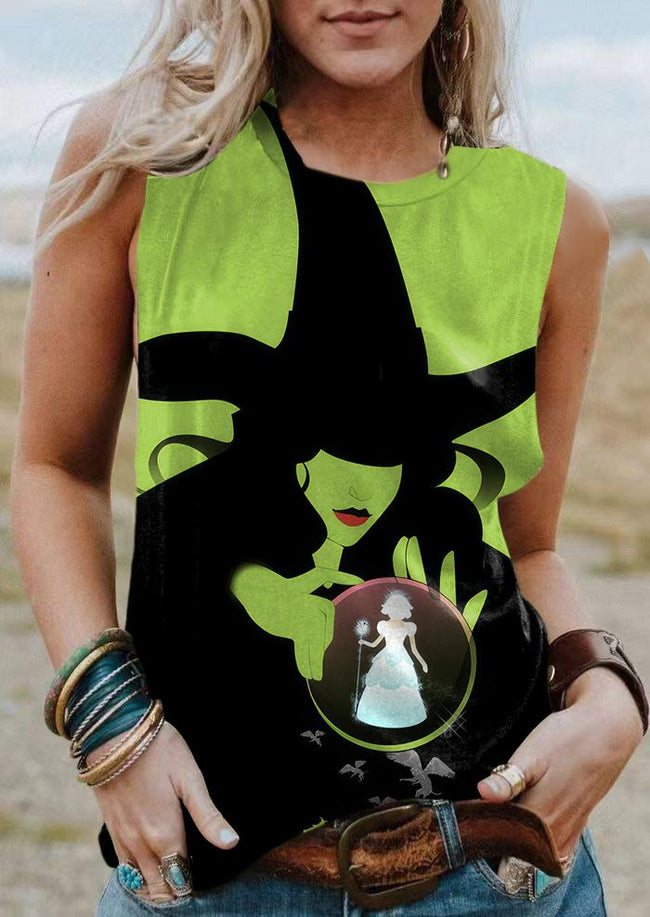 Halloween Witch Print Tank Top