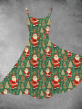 Women's Vintage Christmas Print Two-Piece Dress