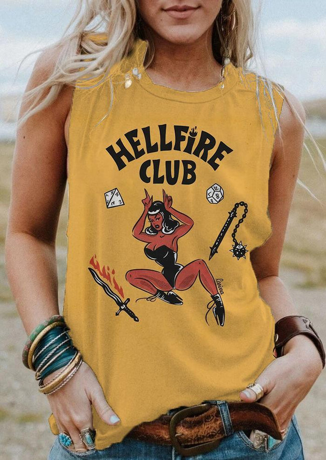 Vintage Halloween Hellfire Club Print Tank Top