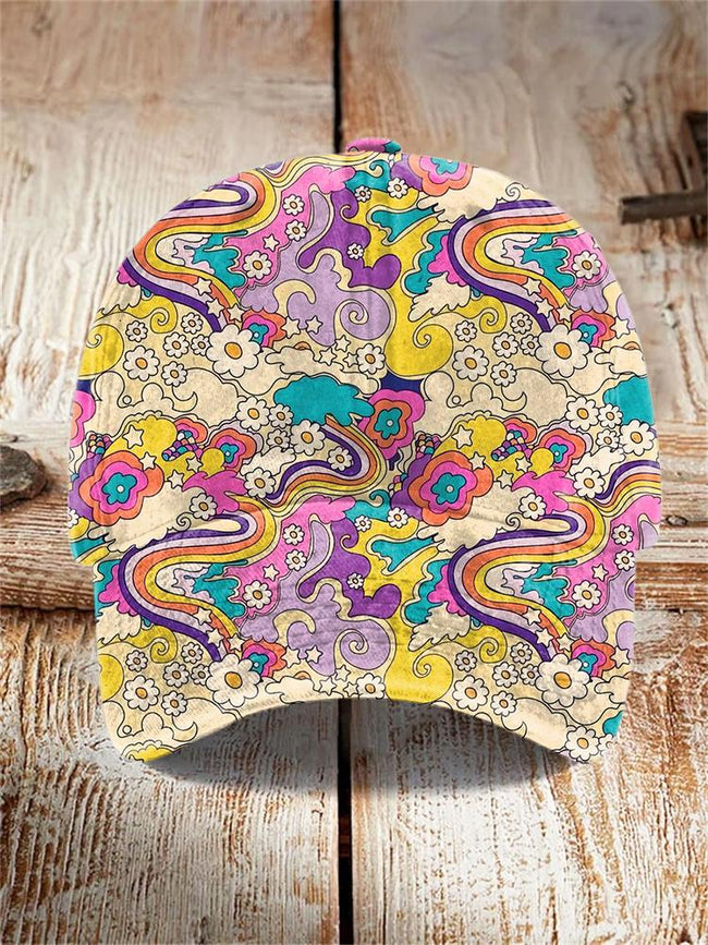 Retro Hippie Style Print Hat