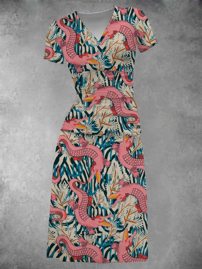 Women's Bazaar Cosmic Gator Print Midi Dress