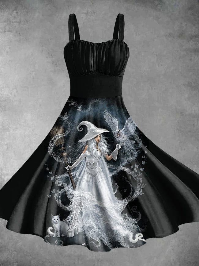 Halloween Witch Art Print Backless Dress