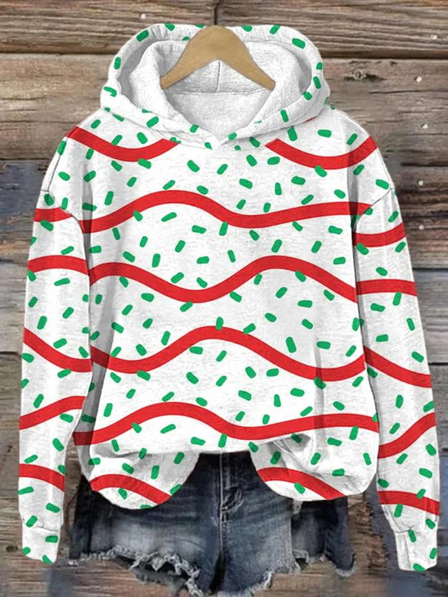 Christmas Cake Print Hoodie