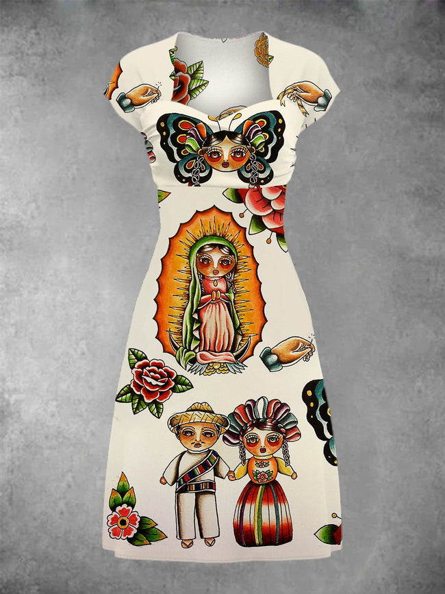Women's Mexican Doll Two-Piece Midi Dress