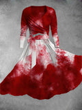 Women's Vintage Halloween Blood Print Two-Piece Dress