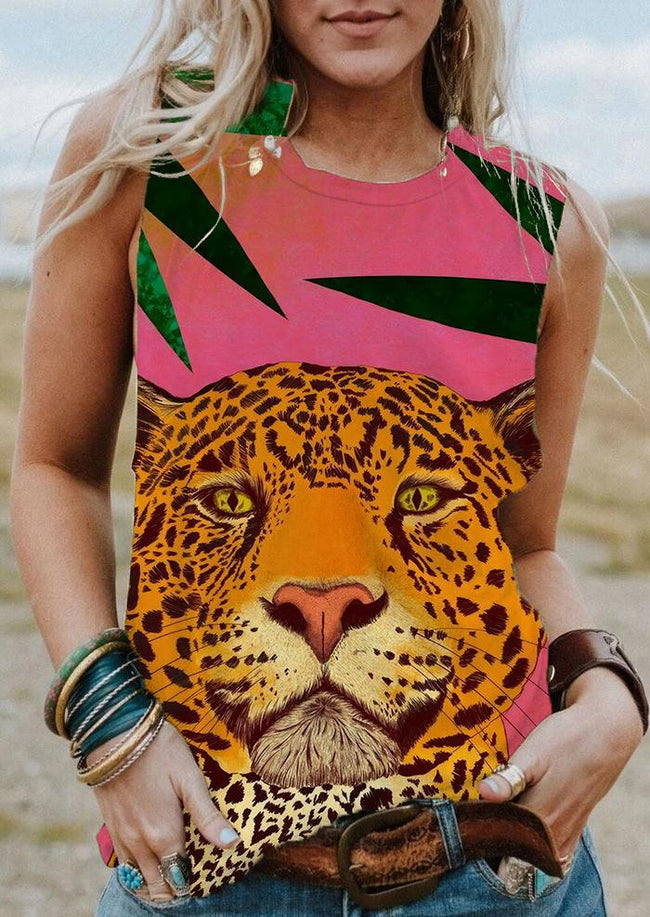 Animal Tiger Texture Print Tank Top