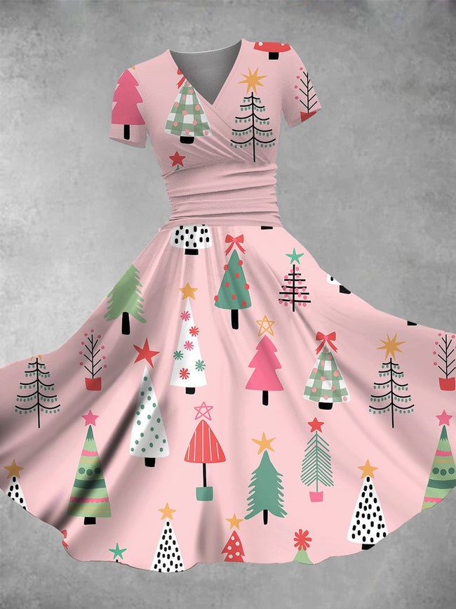 Women's Vintage Christmas Print Maxi Dress