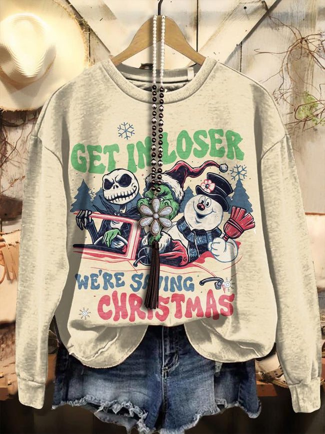 Vintage Christmas Cartoon StarPrint Sweatshirt