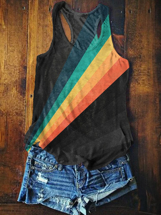 Women's Rainbow Color Print Tank Top