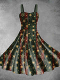 Vintage Snowflake Art Print Two-Piece Halter Dress