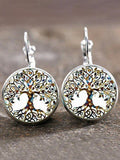 Vintage Earrings Life Tree Pattern Round Pattern Hoop Drop Earrings