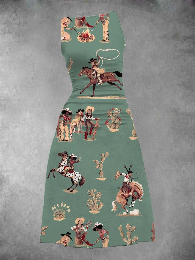 Women's Pin-up girl Tattoo Maxi Dress