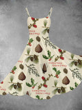 Women's Vintage Christmas Print Two-Piece Dress