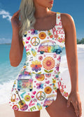 Women’s Peace And Love Floral Print One Piece Swimdress