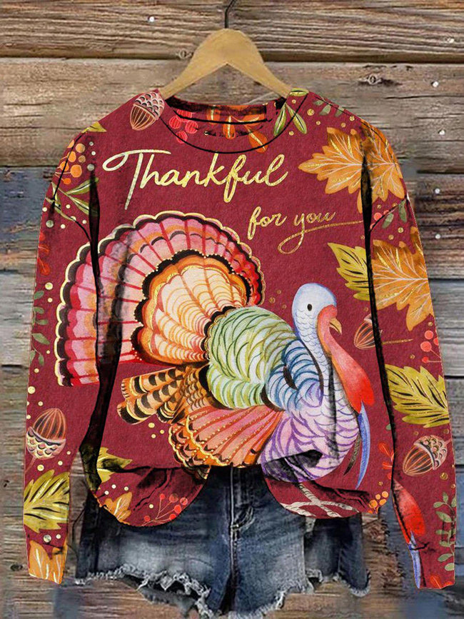 Thanksgiving Print Sweatshirt