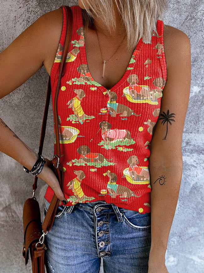 😂Easily Distracted By Dachshund 😂Dog Pet Casual Printed Vest