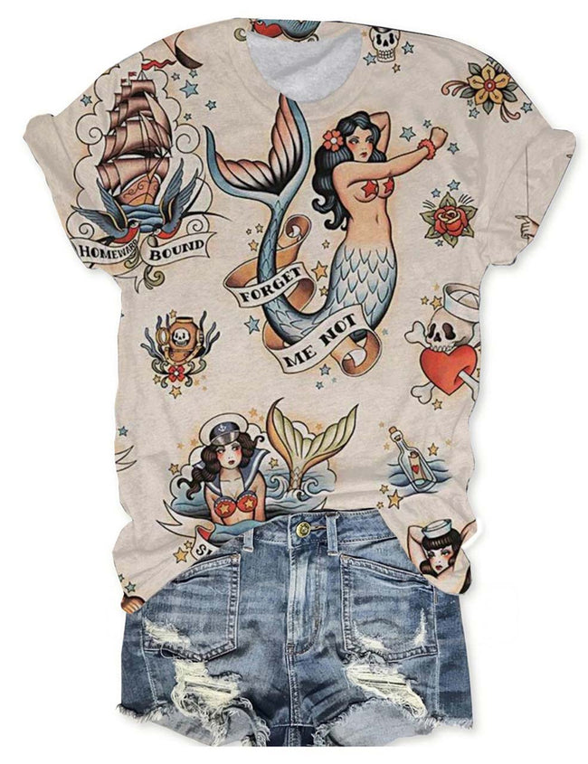 Women's Mermaid Printed T-Shirt