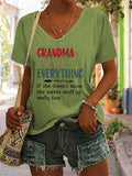 Women's Mother's Day Funny Grandma Knows Everything Women's Funny Grandma Print V-Neck Tee