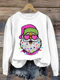 Women's Shiny Santa Print Sweatshirt