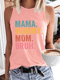Letter Print Crew Neck Casual Tank Top