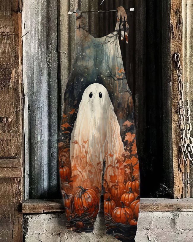 Women's Halloween Ghost Print Jumpsuit