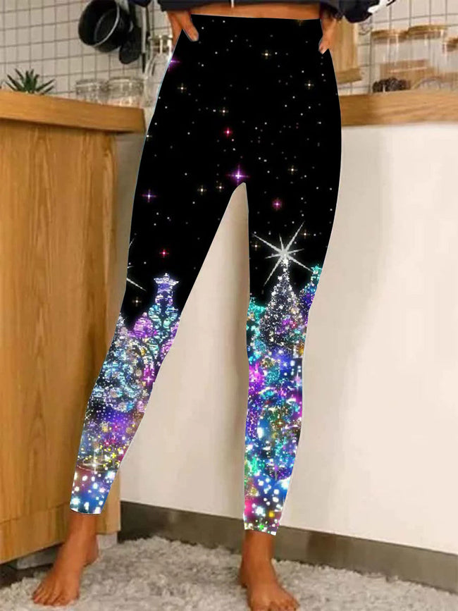 Women's Art Print Christmas Casual Stretch Pants